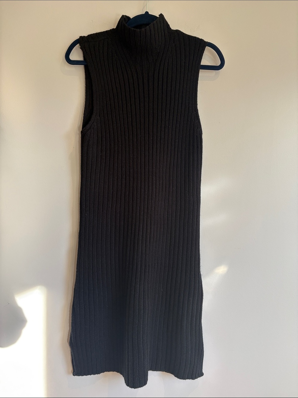Cloth Black Ribbed Mock Neck Sleeveless Sweater Midi Dress Size Small